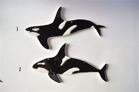 ceramic orca wall decoration killer whale inspired  etsy