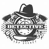 Secret Detective Illustration Print Vector Overlay Lens Monochrome Spots Guns Pocket Hat Flat Printable Text Stock sketch template