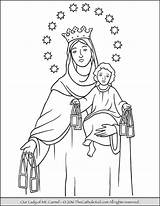 Coloring Lady Carmel Mary Pages Mt Rosary Mother Guadalupe Drawing Thecatholickid Color Catholic Jesus Mount Beads Christian Saint Scapular Kids sketch template