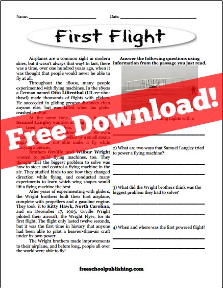 flight reading comprehension freeschool publishing