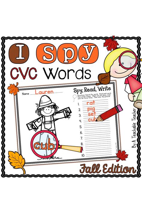 spy cvc words fall edition  teachable teacher