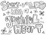 Thankful Quotes Coloring Grateful Heart Doodle Pages Each Start Alley sketch template