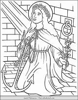 Coloring Philomena Catholic Saints Thecatholickid Cecilia Gertrude Brigid sketch template