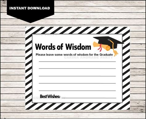 graduation words  wisdom cards diy printable advice