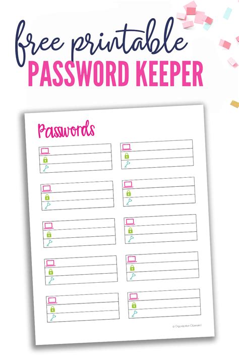 password keeper printable organization obsessed