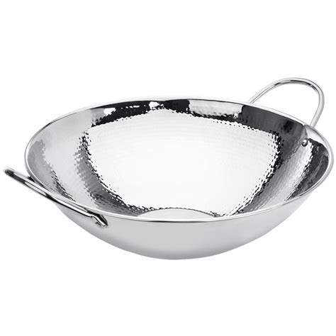 eastern tabletop   qt stainless steel hammered wok