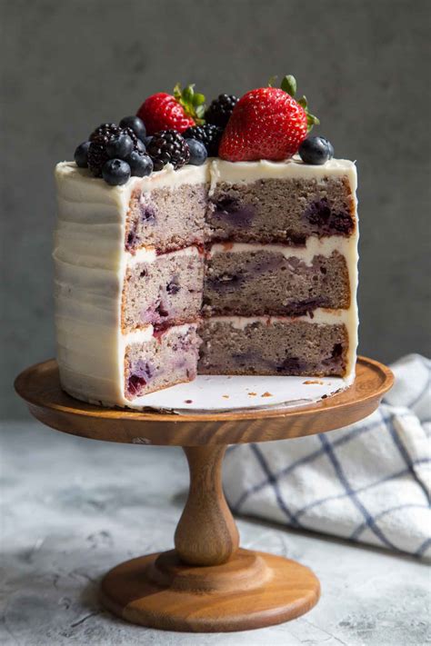 mixed berry layer cake  cream cheese frosting   epicurean