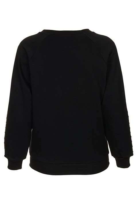 lyst topshop pearl sleeve sweater  black