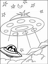 Ufo Coloring Pages Landing Kids Outer Space Cool sketch template