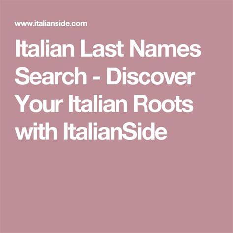 italian  names search italiansidecom