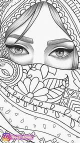 Drawing Colouring Printable Zeichnen Easy Drawings Colorir Ausmalen Hijab Rostros Relaxing Zentangle Svg Traditionelle Umrisszeichnungen Bleistift Gesicht Kunstzeichnungen Colorare Aquarel sketch template