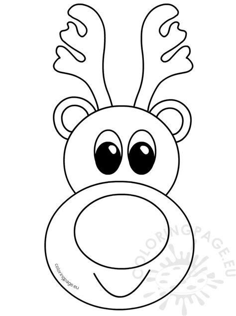 cute reindeer head cartoon outline coloring page