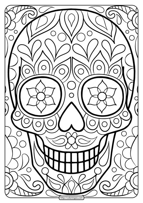 printable sugar skull coloring page