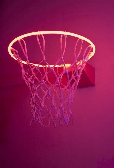 hot pink led light basketball goal aesthetic neon wall