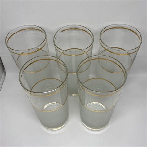 Vintage Culver Frosted And Clear Glass Drinking Glasses
