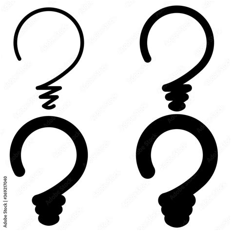 set light bulb in the form question mark concept ideas vector light