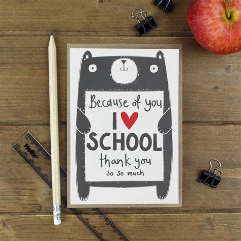 Thank You School Teacher Card By Tandem Green