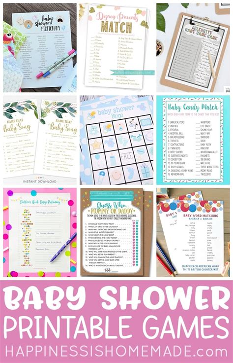 printable baby shower games happiness  homemade