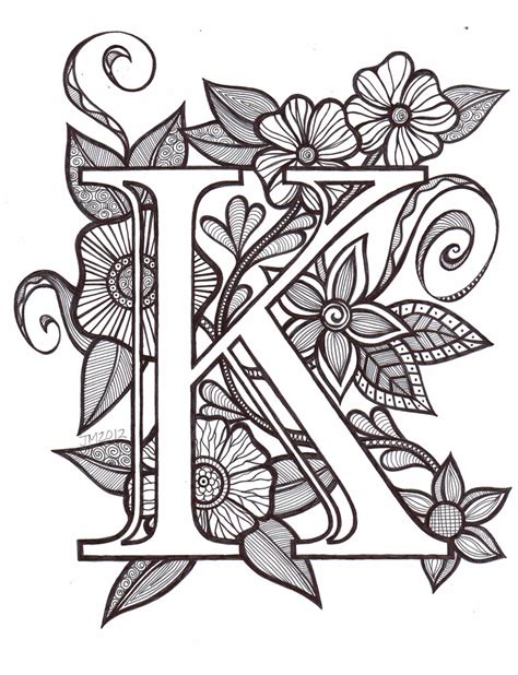 floral letter  coloring pages  adults pic leg