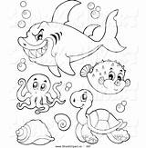 Coloring Pages Sea Clipart Royalty Color Shark Clip Drawing Colour Colouring Printable Fish Creatures Small Bull Animal Great Prints Clipground sketch template