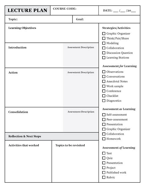 lesson plan template   word   top hat top hat