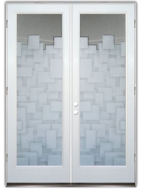 Glass Front Entry Doors Frosted Glass Obscure Cubes 2d