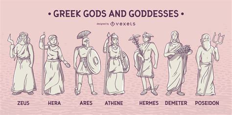 greek gods  goddesses set vector