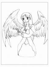 Angel Manga Coloring Wings Beautiful Pages Adult Anime Mangas Krissy sketch template