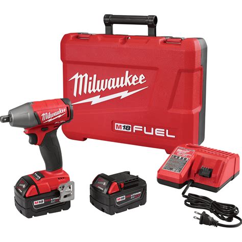 milwaukee  fuel compact cordless impact wrench kit  detent pin  drive  ft