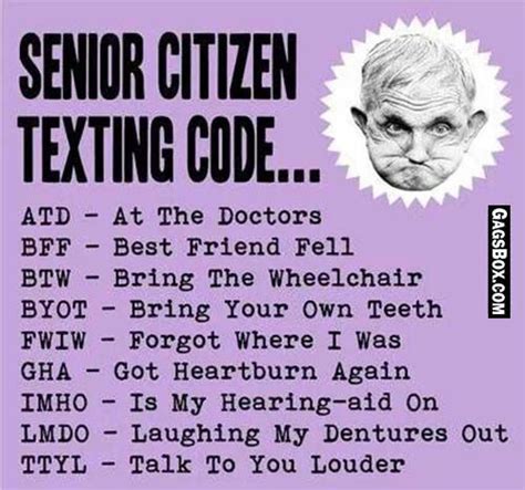 short code for senior citizen funny lol fun humor comics meme gag box