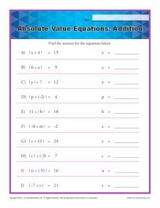 absolute  equation worksheet ivuyteq