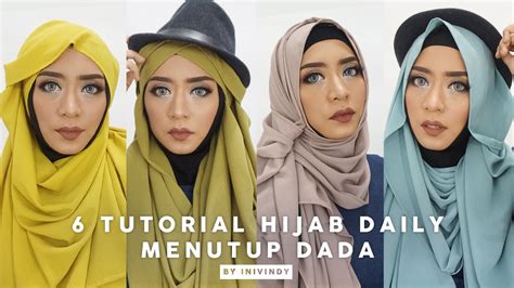 6 tutorial hijab pashmina menutup dada hijab bubble 2 meter inivindy youtube