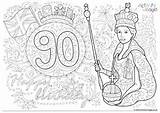 Birthday 90th Coloring Pages Queen Colouring sketch template