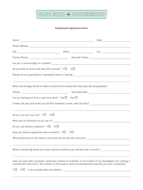 Barber Job Application Form Fill Out And Sign Printable Pdf Template