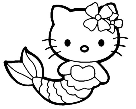 kitty mermaid cute coloring page  printable coloring pages