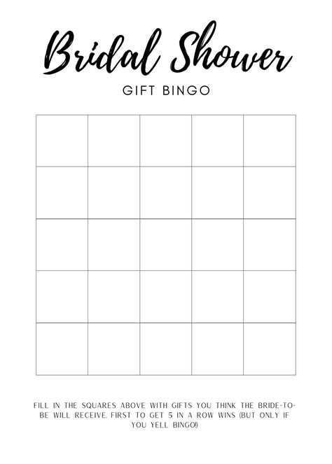 printable bridal bingo template