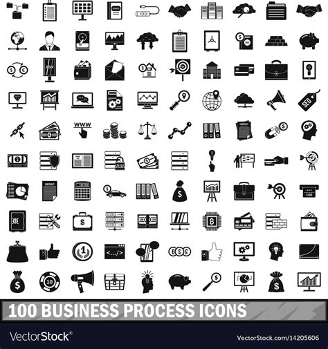 business process icons set simple style vector image