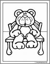 Bear Coloring Teddy Pages Bench Sitting Printable Time Colorwithfuzzy sketch template