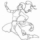 Korra Legend Coloring Avatar Hovering Paes Bravery Story Girl sketch template
