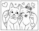 Colouring Pages Valentine Kitties sketch template