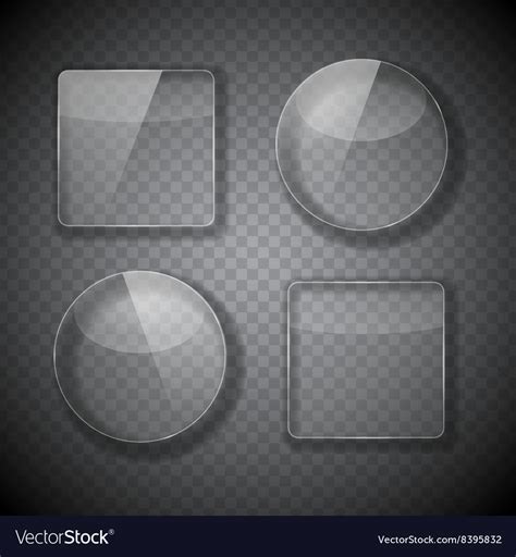 glass frame rectangular and round buttons on vector image
