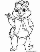 Coloring Alvin Chipmunks Pages Squeakquel Popular sketch template