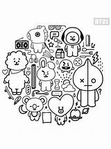 Bt21 Coloring Mandala Bts Pages Fun Kids Personal Create Chibi Sheets Drawing Doodle sketch template