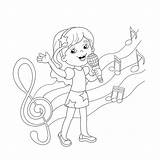 Singing Girl Cartoon Coloring Outline Song Kids Clipart Stock Music Istock Illustration Depositphotos Book Vector Clipartlogo  Melody Order Source sketch template
