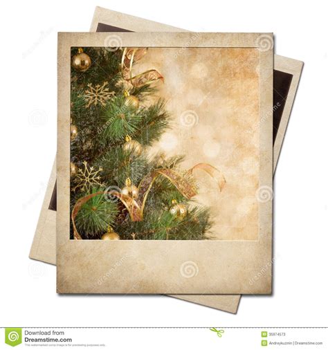 christmas tree polaroid old photo frame stock image image of polaroid tree 35974573