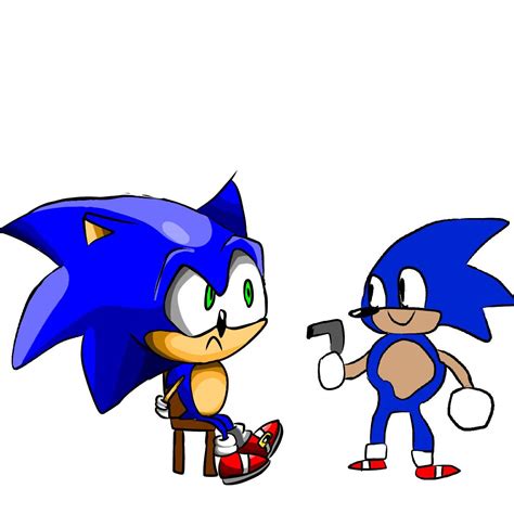 sonic  sonic robo blast  apontando uma arma pro sonic moderno