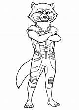 Raccoon Coloring Guardians Galaxy sketch template