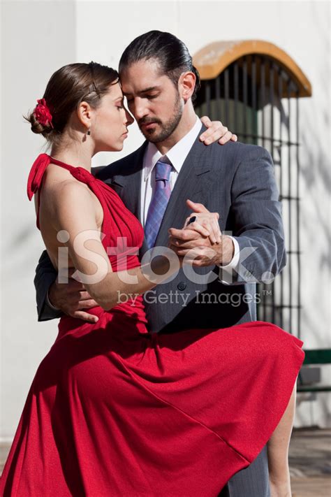 Argentine Couple Dancing Tango In Buenos Aires Stock
