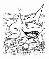 Coloring Pages Sharks Kids Shark Fish Color Print Printable Animals Animal Octopus Crab Funny Group Children Adult Justcolor sketch template
