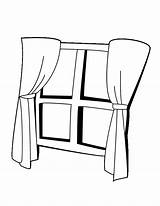 Window Coloring Drawing Pages Printable Template Curtain Curtains Objects Sketch Drawings Clipartmag sketch template